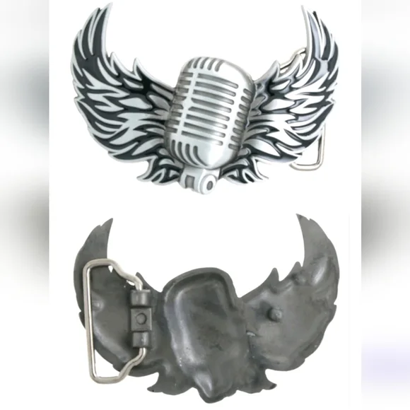 Accessories | New 3 Silver Microphone With Wings Belt Buckle  display picture 3